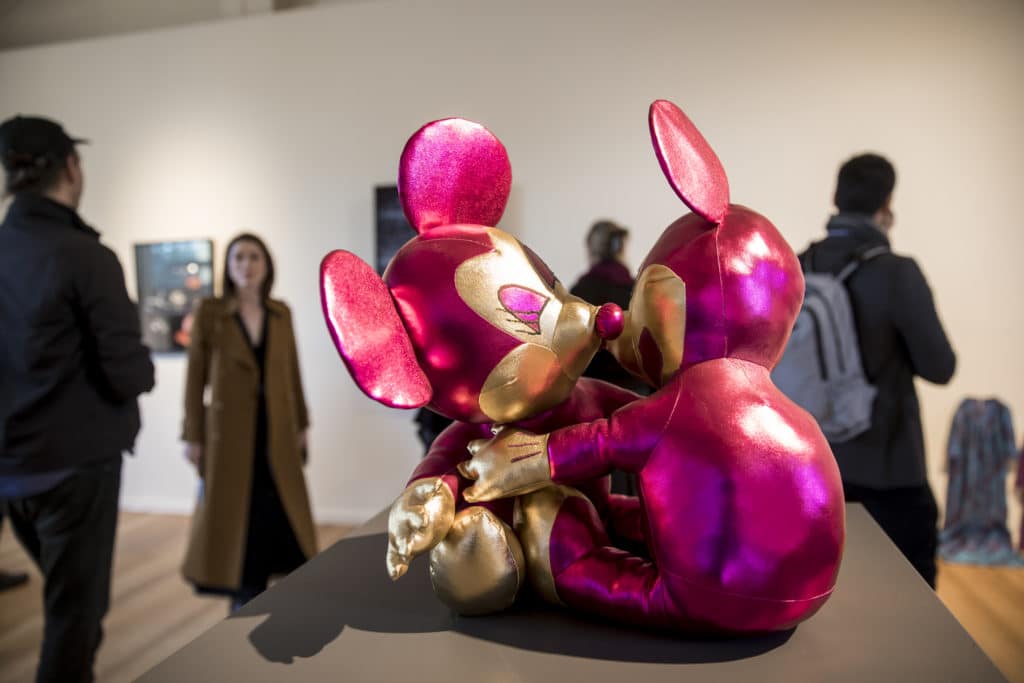 Incinerator Art Award 2019 installation view Aidan Calabria The Embrace 2017 soft toy sculpture fabric thread polyester stuffing.