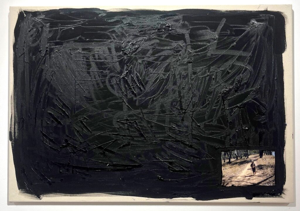 Nicholas Currie, to grow is to learn, 2024, acrylic and inkjet photo on canvas crop